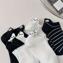 5 Pairs Panda Embroidered Socks, Odor-Resistant Moisture-Wicking Socks, Women's Shallow Boat Socks, Spring/Summer, Invisible Socks, Unisex - Multicolor - View 2