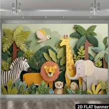 1 bức tranh cắt giấy hình động vật dễ thương, phong cảnh rừng xanh và động vật hoang dã đầy màu sắc. - Xem 3