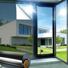 15.7英寸宽单向透视隐私窗膜，防紫外线，隔热，强力粘合剂，适用于玻璃门窗、办公室、浴室、阳台、卧室等多种场景。 - 黑銀 - 查看 13