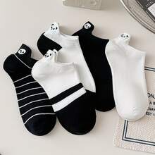 5 Pairs Panda Embroidered Socks, Odor-Resistant Moisture-Wicking Socks, Women's Shallow Boat Socks, Spring/Summer, Invisible Socks, Unisex - Multicolor - View 11
