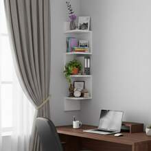 Shelf For Organizing Books Objects Wall Decorative Home Bedroom Office Living Room Bathroom Corner Niches White Black Gamer Side Straight Vertical MDF - 白色 - 查看 2