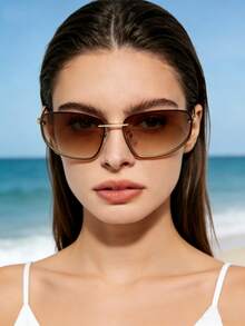 Women's Fashion Fashion Glasses, Suitable For Daily Commute, Vacation And Travel - Champagne - View 2