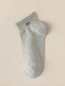 5双随机M字母图案袜子，简约时尚，透气不闷汗 - 彩色 - 查看 5