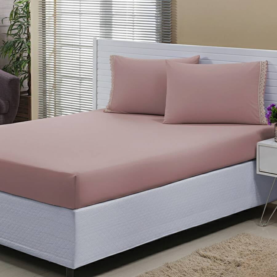 2-Piece Single Bed Sheet Set 100% Cotton Mesh - Sheet And Pillowcase - 24 Thread Count - 135 Grammage - Beige - View 1