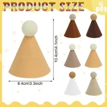 6pcs Mini Pet Party Hats, Brown With Ball Decor, Designed For Cats And Other Small Animals, Suitable For Birthday Celebrations, Party Costumes And Bohemian Style Decor Scenes - Multicolor - View 8