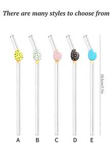 Reusable Glass Straw, Transparent Milkshake, Smoothie, Juice, Milk, Cocktail, Cold Drink, Ice Cream Party Curved Glass Straw - View 3