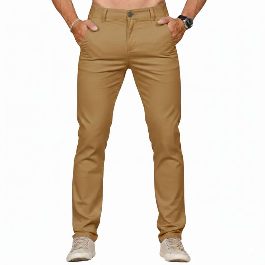 Men's Twill Pants With Elastane Men's Elastane Pants Slim Sport Pants Built-In Pocket Elegant Tailored Pants All Skinny Formal And Evening Photoshoot Daily Night Out Father's Day MEN - 米色 - 查看 1