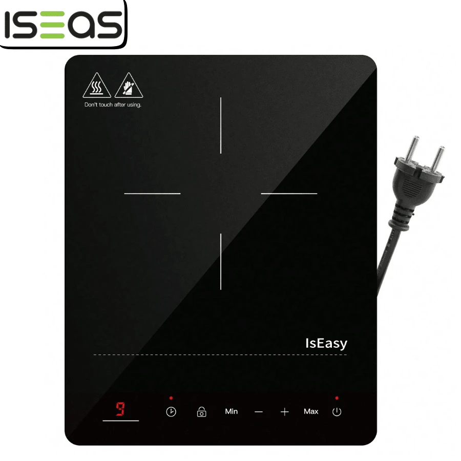 IsEasy Single Induction Cooker 2100W Portable Induction Hob With Slim Black Crystal Panel Body, Induction Plate With 9 Power Levels Setting, Max & Min Function, 8-Hours Timer, Lock