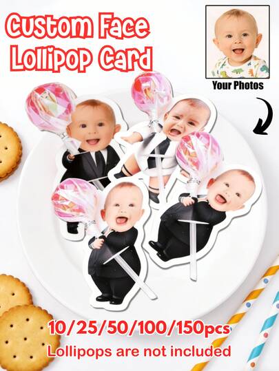 10/25/50/100/150 stuks gepersonaliseerde lollydecoraties met portret - Lollydecoraties met gepersonaliseerde gezichten, lollydecoraties met verschillende foto's van gezichten, lollytoppers voor verjaardagsfeestjes - Geschikt voor verjaardagen, babyshowers, familiebijeenkomsten, vakantiefeesten - Geschikt voor gezinnen, doe-het-zelf-feestliefhebbers, evenementenplanners - Lollydecoraties, gepersonaliseerde feestdecoraties, dessertaccenten, feestbenodigdheden
