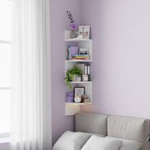 Shelf For Organizing Books Objects Wall Decorative Home Bedroom Office Living Room Bathroom Corner Niches White Black Gamer Side Straight Vertical MDF - 白色 - 查看 6