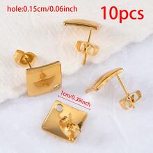 10个304不锈钢方形弧形耳环底座，带孔，适合悬挂吊坠和DIY女士耳环 - 耳環 - 查看 11