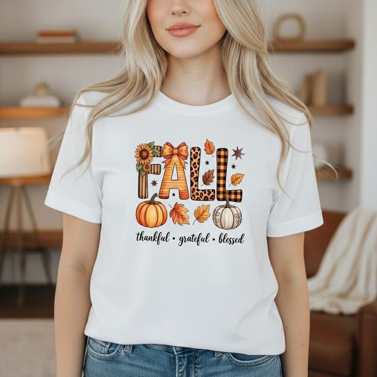 1PC Camiseta de Talla Grande para Mujer y Hombre, con Estampado de Otoño, Hojas de Calabaza y Leopardo, Camiseta de Algodón con Diseño Gráfico de Cosecha, Top Negro Unisex, Moda de Otoño, Camiseta Cómoda 100% Algodón con Cuello Redondo, ! Camiseta estampada de manga corta, casual y elegante para mujer. - Blanco - Añade 1