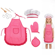 Juego de 11 piezas de delantal de chef y herramientas de horneado para niños - Juguetes de cocina de juego para niños, incluye delantal, gorro, utensilios de cocina, regalo ideal para niñas - Multicolor - Ver 3