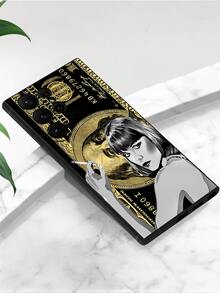 1pc Smoking Lady Dollar Bill Phone Case, Black TPU Soft Protective Cover, Compatible With Huawei, Honor, Galaxy, And Phones - Black - View 4