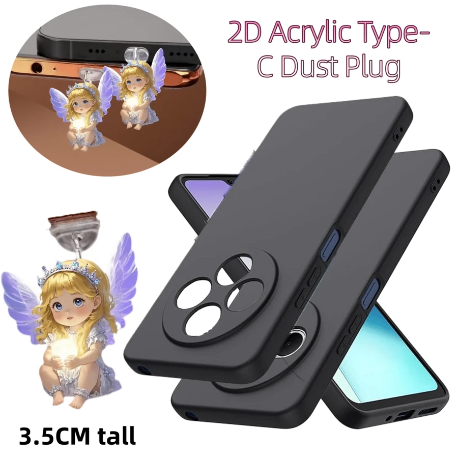 Una funda de teléfono gruesa de color negro es adecuada para varios modelos, incluidos los enchufes antipolvo tipo 2D acrílico ángel Type-C de los teléfonos Redmi, como RedmiNote 14 Pro+ 5G, RedmiNote 13R, RedmiNote 13 Pro+, RedmiNote 12S 4G, RedmiNote 11, RedmiNote 10 Pro, RedmiNote 7, etc. - Negro - Ver 1