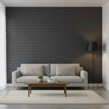Kit Of 15 Black Brick 3D Adhesive Wall Panels For Living Room, 70x77cm - A - Xem 5