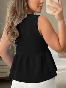 Elegant Women's Blouse, Premium Modal Tank Top, Basic Sleeveless Knit, Zero Transparency, Casual - 黑色 - 查看 3