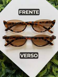 Women's Cat-Eye Round Metal Sunglasses, Super Retro, Stylish, Fashionable, Blogger-Friendly, New , UV400 Protection, Resin And Metal, Various Colors, 1 Piece, Vintage 60s - 動物印花 - 查看 2