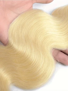 2 Bó tóc nối bằng tóc thật, kiểu sóng thân, màu vàng kim, 180g, dệt hai lớp, phù hợp cho phụ nữ mọi chủng tộc, chiều dài từ 16-30 inch, | Tóc dài và xoăn bồng bềnh | Được nối liền mạch để tạo vẻ ngoài đầy đặn hơn - S613 - Xem 6