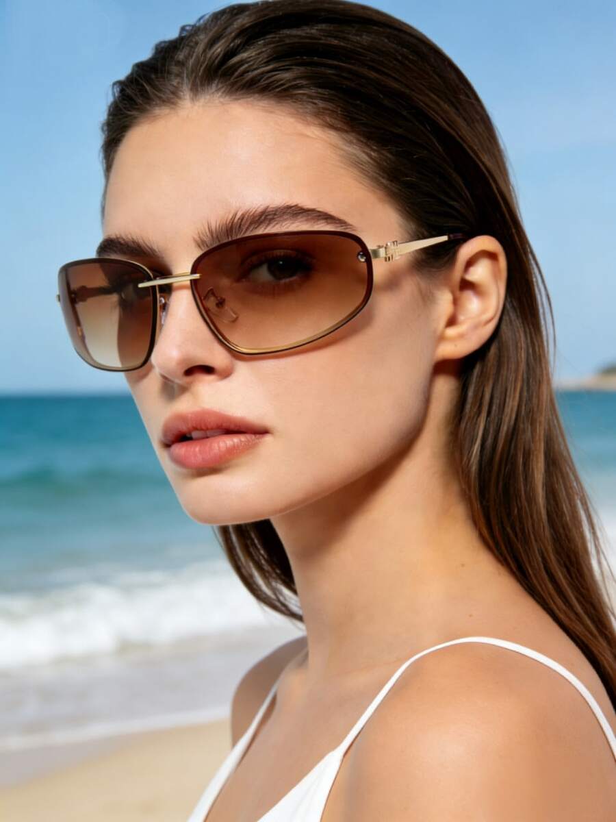 Women's Fashion Fashion Glasses, Suitable For Daily Commute, Vacation And Travel - Champagne - View 1