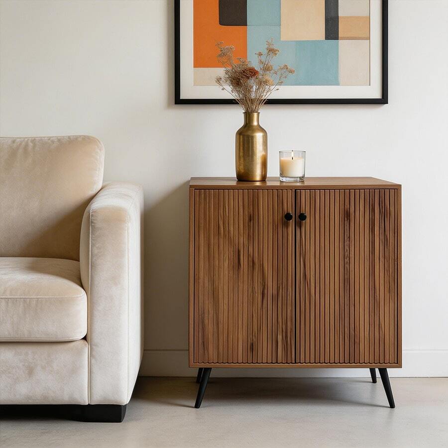 Armario de Almacenamiento Con 2 Puertas Para Sala de Estar y Dormitorio | Buffet Aparador Moderno Para Cocina - Granate - Ver 1