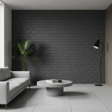Kit Of 15 Black Brick 3D Adhesive Wall Panels For Living Room, 70x77cm - A - Xem 3