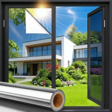 1 Roll - Silver One-Way Privacy Window Film, Anti-UV Thin Glass Sticker, Anti-Glare Office Glass Sticker, Daytime Privacy, Non-Peeping At Night, Self-Adhesive PET Material Sticker, Strong Adhesiveness And Won't Fall Off - Double-sided Silver - View 2