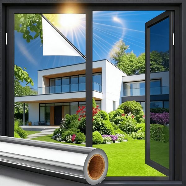 1 Roll - Silver One-Way Privacy Window Film, Anti-UV Thin Glass Sticker, Anti-Glare Office Glass Sticker, Daytime Privacy, Non-Peeping At Night, Self-Adhesive PET Material Sticker, Strong Adhesiveness And Won't Fall Off