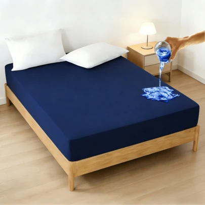 1 pieza Protector de Colchón Impermeable y Antiarugas de Microfibra con TPU Ajuste Elástico 360° Tamaño Matrimonial MA Diseño Minimalista para Uso Diario