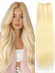 2 Bundle, 613 Human Hair Bundles, Straight Gold Extension,Body Wave Gold Extension, 180g,Double-Layer Weaving, Suitable For Women Of All Races - Multicolor - View 2