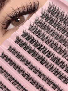 Hinarin 120片装簇状假睫毛，长度8-16毫米，纤细自然，蓬松时尚，适合DIY嫁接，适用于派对、旅行、通勤等各种场合。 - D - 查看 2