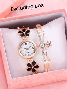 2pcs Women's Fashion Wrist Watch Set, Versatile High-End Ladies Watches - White - View 3