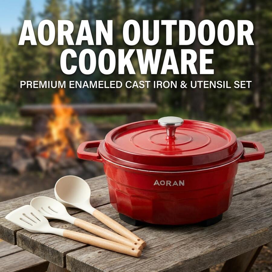 Aoran Red Enamel Pot - US A Type Plug(110-127V) - View 1