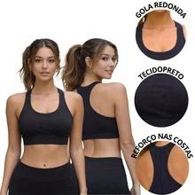 Top Academia Feminino Básico Fitness Preço de Fábrica Atacado - Preto - Visão 6
