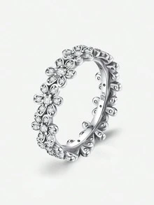 1 chiếc nhẫn cưới nữ bằng bạc sterling 925 họa tiết dây leo tối giản, đính đá Cubic Zirconia sang trọng, nhẫn cưới tinh tế, quà tặng cho cặp đôi đính hôn. - Bạc - Xem 39