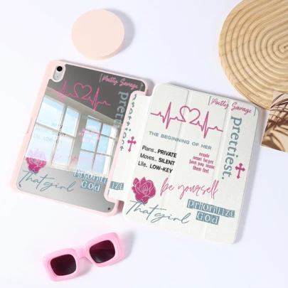 Heartbeat Mirror Flat Tablet Protective Case With Foldable Stand And Pen Slot, Suitable For Pro 2024/Air M3/A16 2025, Fit For Work, Travel And Home Relaxation