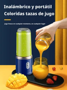 1 pieza de 400ml Exprimidor eléctrico inalámbrico y portátil, Exprimidor de frutas recargable USB-C con 6 cuchillas y doble vaso, Vaso multifuncional para jugos y batidos, Perfecto para verduras, frutas y batidos - Multicolor - Ver 6