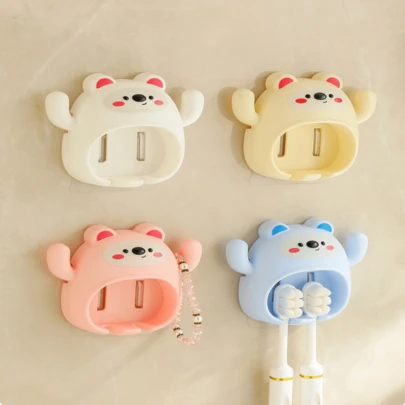 1ชิ้น ที่วางแปรงสีฟันรูปการ์ตูนสัตว์น่ารัก - ที่จัดระเบียบแปรงสีฟันพลาสติกติดผนัง, ไม่ต้องใช้พลังงาน, ไม่ต้องเจาะ, การยึดเกาะที่แข็งแกร่ง, ขายึดคู่การ์ตูน, พร้อมกระจก/แก้ว/ที่วางแปรงสีฟันติดผนังแบบดูด, อุปกรณ์จัดระเบียบและตกแต่งห้องน้ำ, ที่วางแปรงสีฟันรูปหมีขั้วโลกการ์ตูนไก่หมีพร้อมถ้วยดูด, ที่จัดระเบียบห้องน้ำสร้างสรรค์, ที่จัดระเบียบแปรงสีฟันและอุปกรณ์เสริมในห้องน้ำ, เหมาะสำหรับบ้าน, พลาสติก, มีหลายสีให้เลือก, เหมาะสำหรับการจัดระเบียบห้องน้ำ