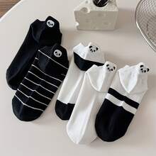 5 Pairs Panda Embroidered Socks, Odor-Resistant Moisture-Wicking Socks, Women's Shallow Boat Socks, Spring/Summer, Invisible Socks, Unisex - Multicolor - View 7