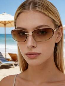 Women's Fashion Fashion Glasses, Suitable For Daily Commute, Vacation And Travel - Champagne - View 3