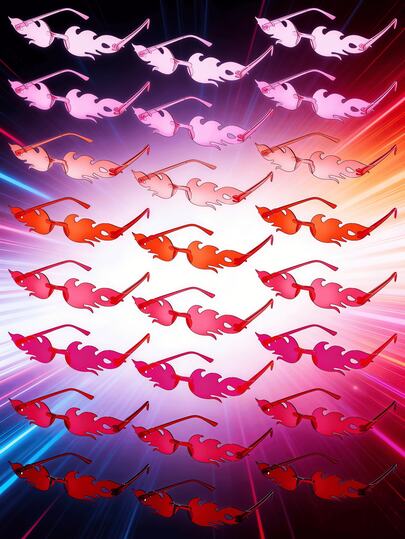 10/20 stuks regenboogkleurige, vlamvormige brillen zonder montuur, unisex, geschikt voor Nieuwjaar, St. Patrick's Day, zomerse strandbruiloften en als bedankjes (meerdere kleuren willekeurig).