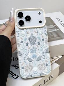 1pc Soft Protective Phone Case With Symmetrical Sea Turtle Pattern, Waterproof Shockproof Anti-Slip Texture, Suitable As Birthday/Holiday Gift For Friends, Family, Couples, Compatible With Apple, , Phones - Multicolor - View 2