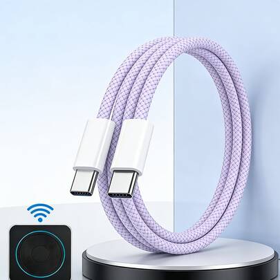 1 قطعة كابل شحن نوع C مضفر مقوى مضاد للشحن السريع، خفيف الوزن محمول كفؤ طويل الأمد للشحن لأجهزة آيفون وغيرها، إكسسوار يومي أساسي