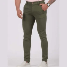 Men's Twill Pants With Elastane, Men's Elastane Pants, Smart Casual Pants With Welt Pockets, Elegant Tailored Pants, All Skinny, Formal And Evening, Photoshoot, Daily, Night, Going Out, Father's Day, MEN'S - 綠色 - 查看 1