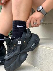 Bộ quà tặng gồm 3 đôi tất tập luyện dài đến bắp chân, màu trơn, in logo Nike, chất liệu thoải mái (dành cho cả nam và nữ) màu đen. - màu đen - Xem 4