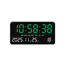 Reloj de pared LED de alta definición de 11 pulgadas, minimalista, multifuncional para sala de estar, con pantalla de temperatura y números grandes, de sobremesa y colgante de doble uso - A - Ver 10