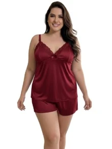 Kit 2 Baby Doll Amamentação Plus Size Gestante Pós Parto Feminino Com Click Maternidade Lactante - Caqui - Visão 5
