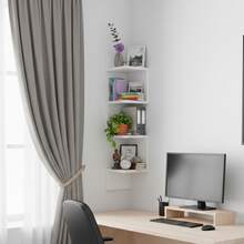 Shelf For Organizing Books Objects Wall Decorative Home Bedroom Office Living Room Bathroom Corner Niches White Black Gamer Side Straight Vertical MDF - 白色 - 查看 3