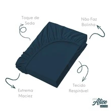 King Size Fitted Sheet, Egyptian Cotton, Alice, Super Premium Percale, Super Soft Touch - 藏蓝色 - 查看 3