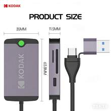 Kodak 柯达 USB-C 集线器，带 USB 3.0 端口、Type-C 接口、MicroSD 卡适配器、SD 卡读卡器，兼容智能手机、平板电脑、MacBook、笔记本电脑（需要 OTG 支持） - 查看 11